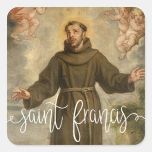 Sint Franciscus van Assisi  White Script-overlay Vierkante Sticker
