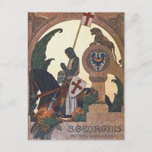 Sint George en de draak - Heinrich Lefler Briefkaart