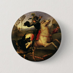 Sint-George vecht tegen de draak door Raphael Sanz Ronde Button 5,7 Cm