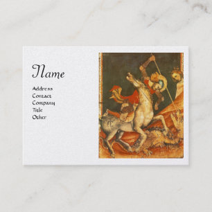Sint George's Battle ,Dragon Monogram White Pearl Visitekaartje