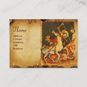 Sint George's Battle & Dragon Parchment Monogram Visitekaartje