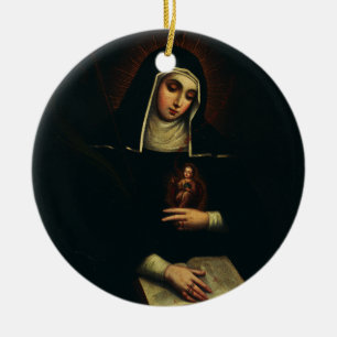Sint Gertrude de Grote Duitse Benedictijn Keramisch Ornament