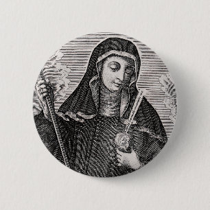 Sint Gertrude de Grote Duitse benedictijnse mystic Ronde Button 5,7 Cm