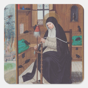 Sint Gertrude van Helfta door Simon Bening Vierkante Sticker