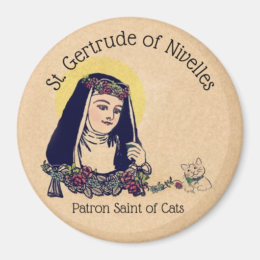 Sint-Gertrudis van Nijvel beschermheilige van katt Magneet (Voorkant)