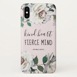 Sint Heart Fierce Mind Waterverf Floral and Name iPhone X Hoesje