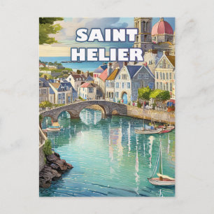 Sint Helier, een juweel van Jersey, met zeewater Briefkaart