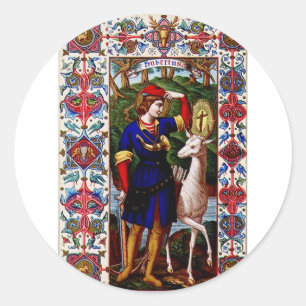 Sint-Hubertus van Luik met het hert  Ronde Sticker