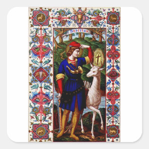 Sint-Hubertus van Luik met het hert Vierkante Sticker
