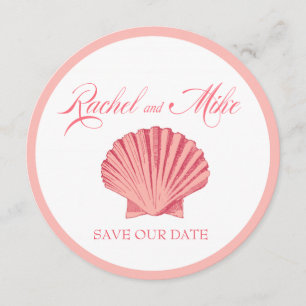 Sint-jakobsschelp Strand Bruiloft   roze Kaart