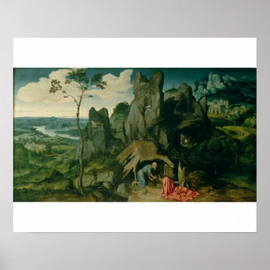 Sint-Jerome in de woestijn (olie op het paneel) (z Poster