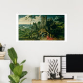 Sint-Jerome in de woestijn (olie op het paneel) (z Poster (Thuiskantoor)