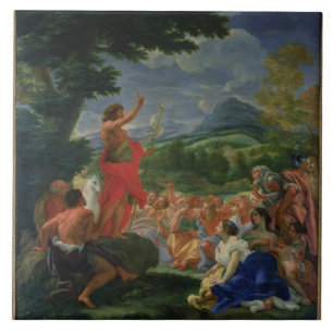 Sint-John de Baptist Preaching, geschilderd voor 1 Tegeltje