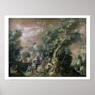Sint-John de Baptist Preaching (olie op doek) Poster