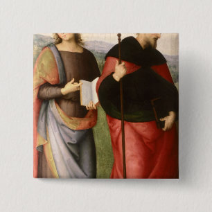 Sint-John de Evangelist en Sint-Augustinus van Vierkante Button 5,1 Cm