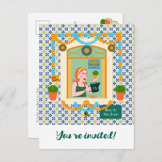 Sint John Portugees Festa Buurman Uitnodiging Briefkaart (Voorkant / Achterkant)
