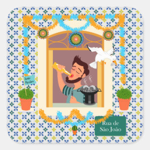 Sint John Portugees Festa Buurman Vierkante Sticker