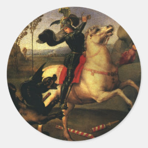 Sint Joris en de Draak door Raphael Sanzio Ronde Sticker