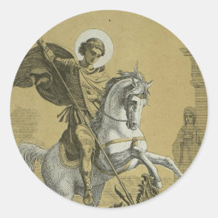 Sint Joris – Premium "Sunburst Gold" Kunst Ronde Sticker
