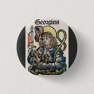 Sint-Joris uit de Neurenberger Kroniek Ronde Button 3,2 Cm