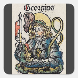 Sint-Joris uit de Neurenberger Kroniek Vierkante Sticker