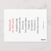 Sint Joseph de Comely Prayer Card Briefkaart (Achterkant)