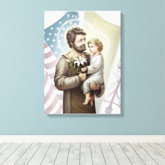 Sint Joseph de Protector Canvas Afdruk (Insitu (Houten vloer))