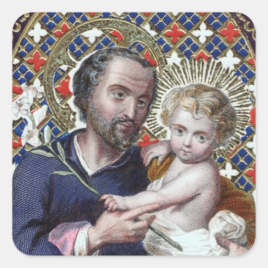 Sint Joseph en het Christus Kind (DPT 002) Vierkante Sticker (Voorkant)