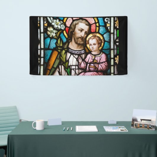 Sint-Joseph Glas in lood Religieuze Jesus Banner (Beurs)