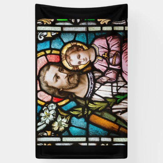 Sint-Joseph Glas in lood Religieuze Jesus Banner (Verticaal)