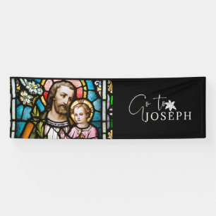 Sint-Joseph Glas in lood Religieuze Jesus Banner