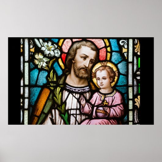 Sint-Joseph Glas in lood Religieuze Jesus Poster (Voorkant)