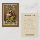 Sint-Joseph Jesus Angels Memorare Prayer Heilige K Visitekaartje (Voorkant / Achterkant)
