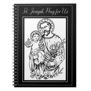 Sint Joseph Pray voor ons zwart, wit, katholiek Notitieboek