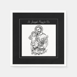 Sint Joseph Pray voor ons zwart, wit, katholiek Servetten