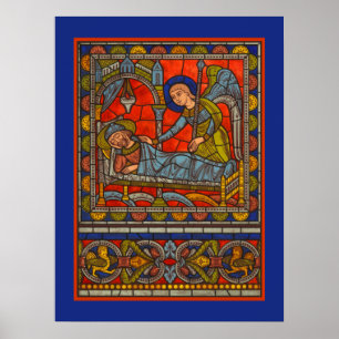 Sint-Joseph's Dream Glas in lood Chartres Window Poster