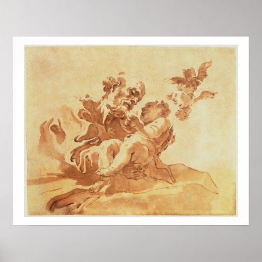 Sint-Jozef bewondert het Christus Kind (pen, inkt, Poster (Voorkant)