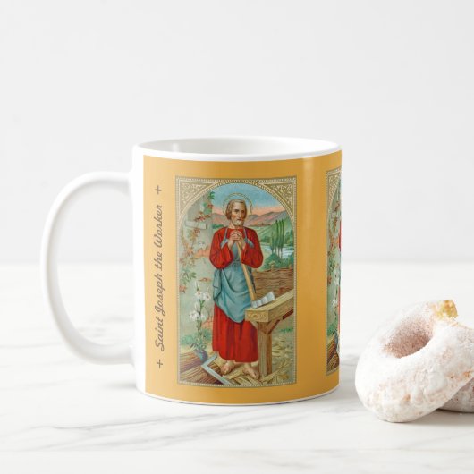 Sint-Jozef de Worker (BK 31, Style 2) Koffiekoffie Koffiemok (Met donut)