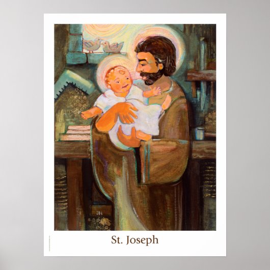 Sint-Jozef en Baby Jezus poster (Voorkant)