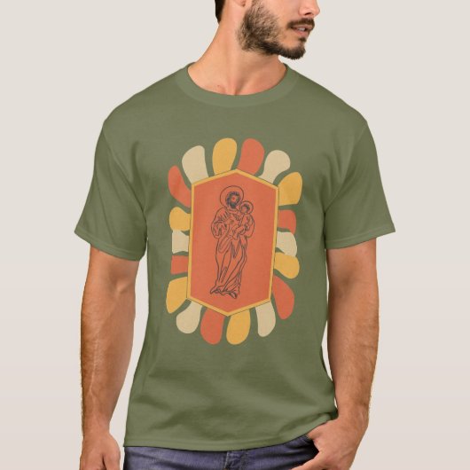 Sint Jozef en Kind Jezus- Retro T-Shirt (Voorkant)
