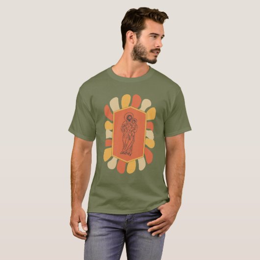 Sint Jozef en Kind Jezus- Retro T-Shirt (Voorkant volledig)
