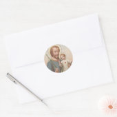 Sint Jozef, Kind Jezus, Lily  Ronde Sticker (Envelop)