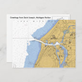 Sint-Jozef, MI Nautical Harbour Chart Briefkaart (Voorkant / Achterkant)