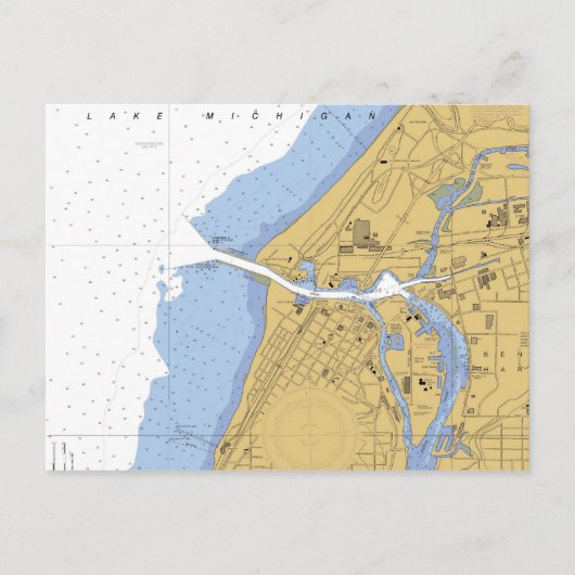 Sint-Jozef, MI Nautical Harbour Chart Briefkaart (Voorkant)