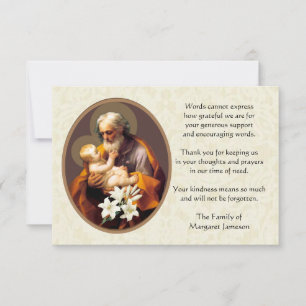 Sint-Jozef Religieuze Dank u voor uw deelneming Bedankkaart