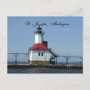 Sint-Jozef, vuurtoren van Michigan op het meer van Briefkaart