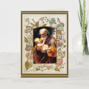 Sint-Jozefdag Kind Jezus Religieuze Vintage Kaart