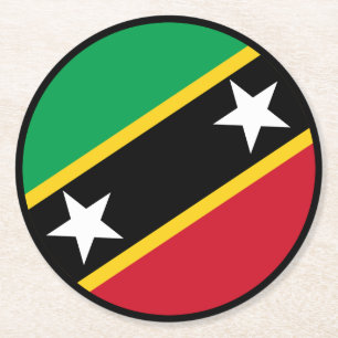 Sint Kitts en Nevis Vlag Independence Caribbean Ronde Kartonnen Onderzetter