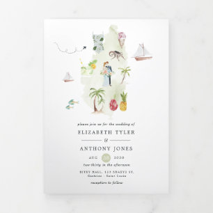 Sint Lucia Destination Wedding Drieluik Kaart