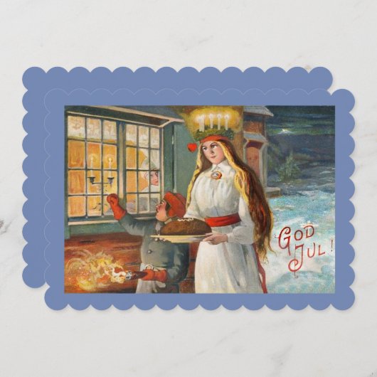 Sint-Lucia en kind die saffronbroden bezorgen Kaart (Voorkant / Achterkant)